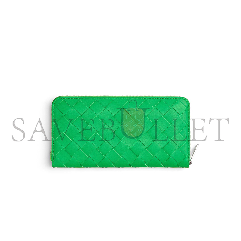 BOTTEGA VENETA INTRECCIATO ZIP-AROUND WALLET PARAKEET 593217 (19*10*2cm)